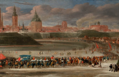 Fragment obrazu Bartłomieja Millwitza "Wjazd orszaku królewskiego do Gdańska"